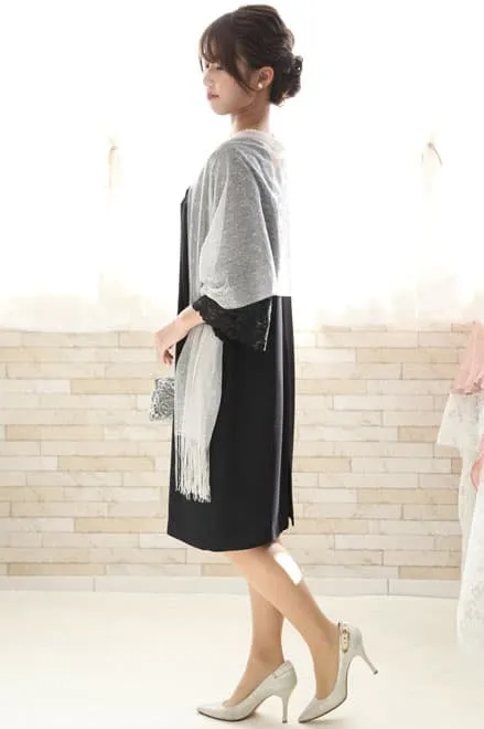 ブラックのレーススリーブIラインドレス