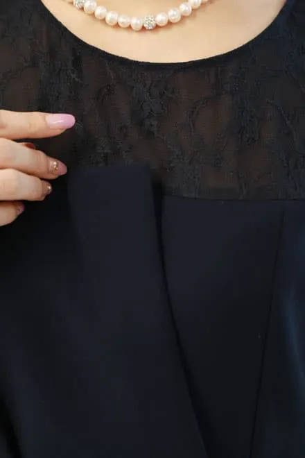 ネイビーのビスチェ風ガウチョパンツドレス