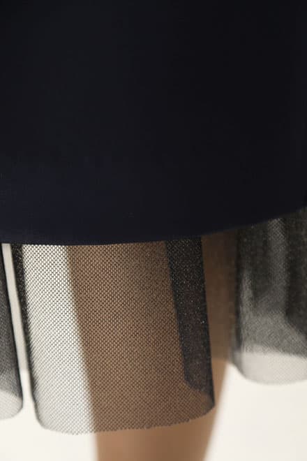 ネイビーのチュール切替Iラインドレス