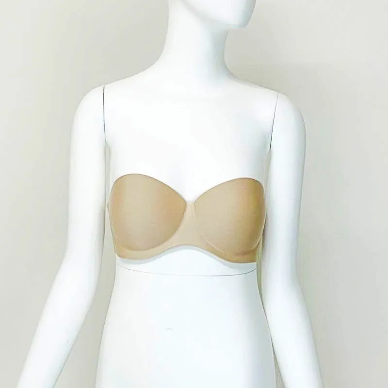 【M/ベージュ】ストラップレスノンワイヤーブラ/ナチュラルベージュ