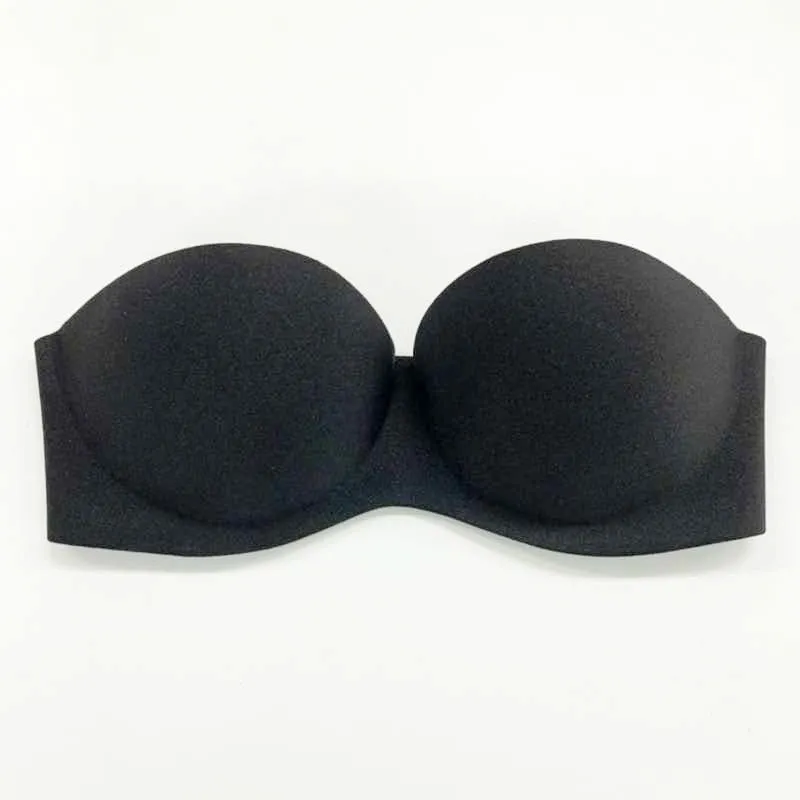 【M/ブラック】ストラップレスノンワイヤーブラ