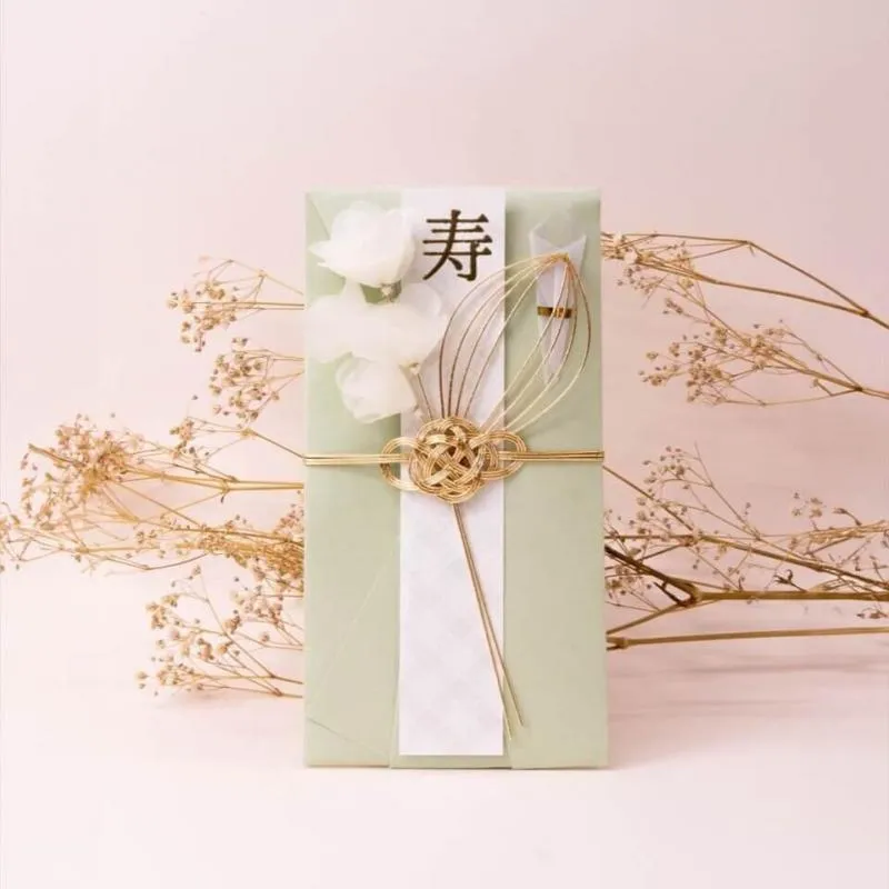 ミントグリーンのスイートピーご祝儀袋