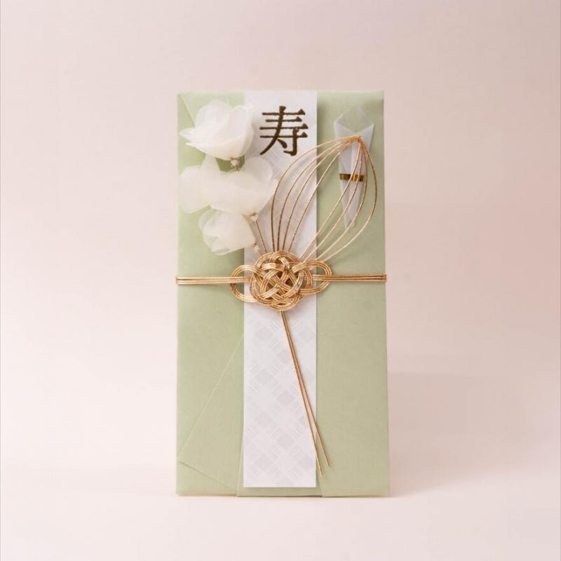 ミントグリーンのスイートピーご祝儀袋