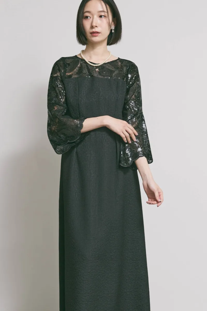 ブラックのブリエレースジャガードドレス [ 店頭販売価格 42,900円 ]