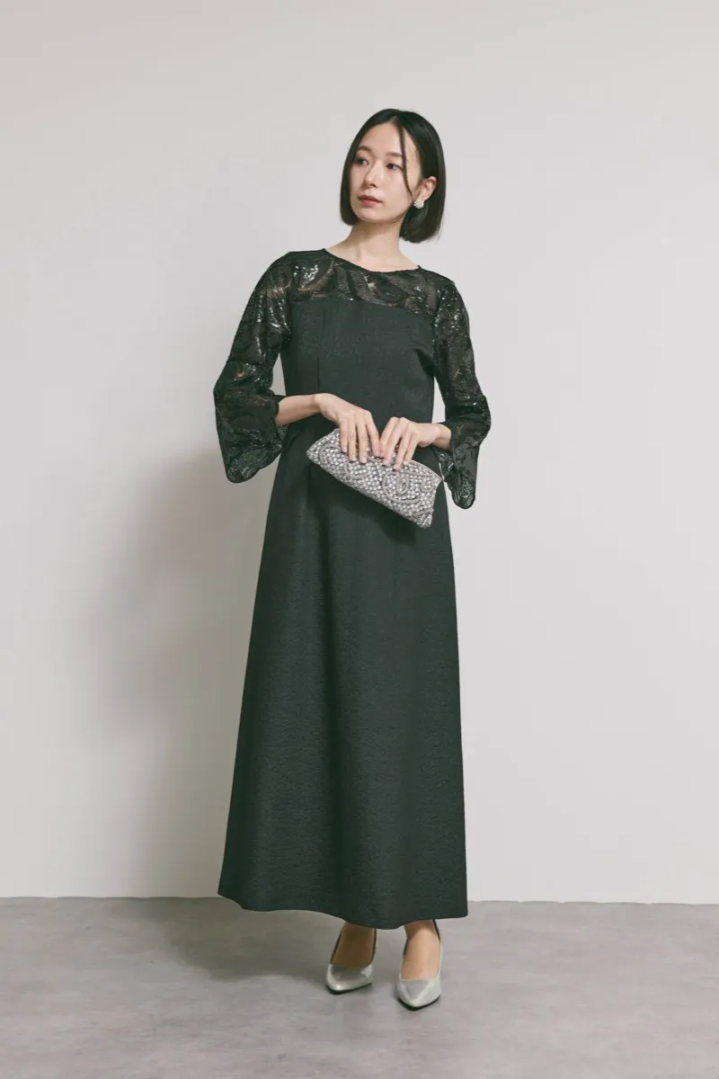 ブラックのブリエレースジャガードドレス [ 店頭販売価格 42,900円 ]