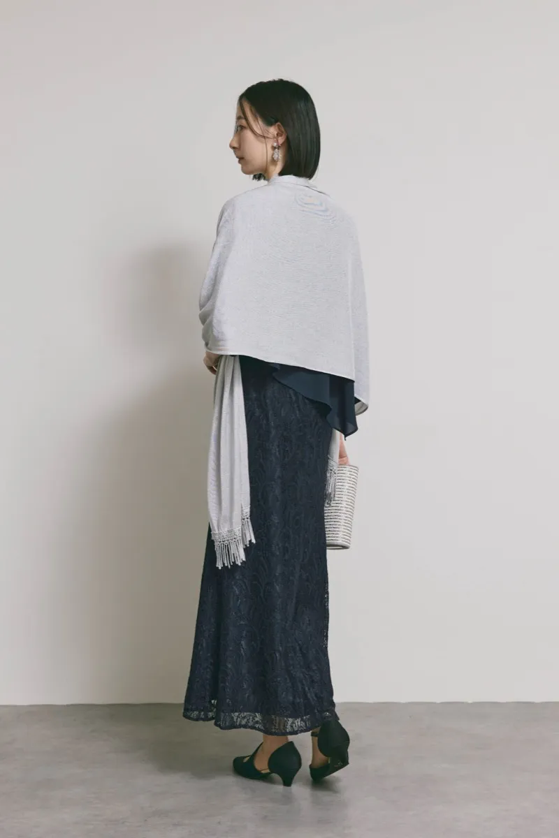 ネイビーのケープレイヤードドレス [ 店頭販売価格 47,300円 ]