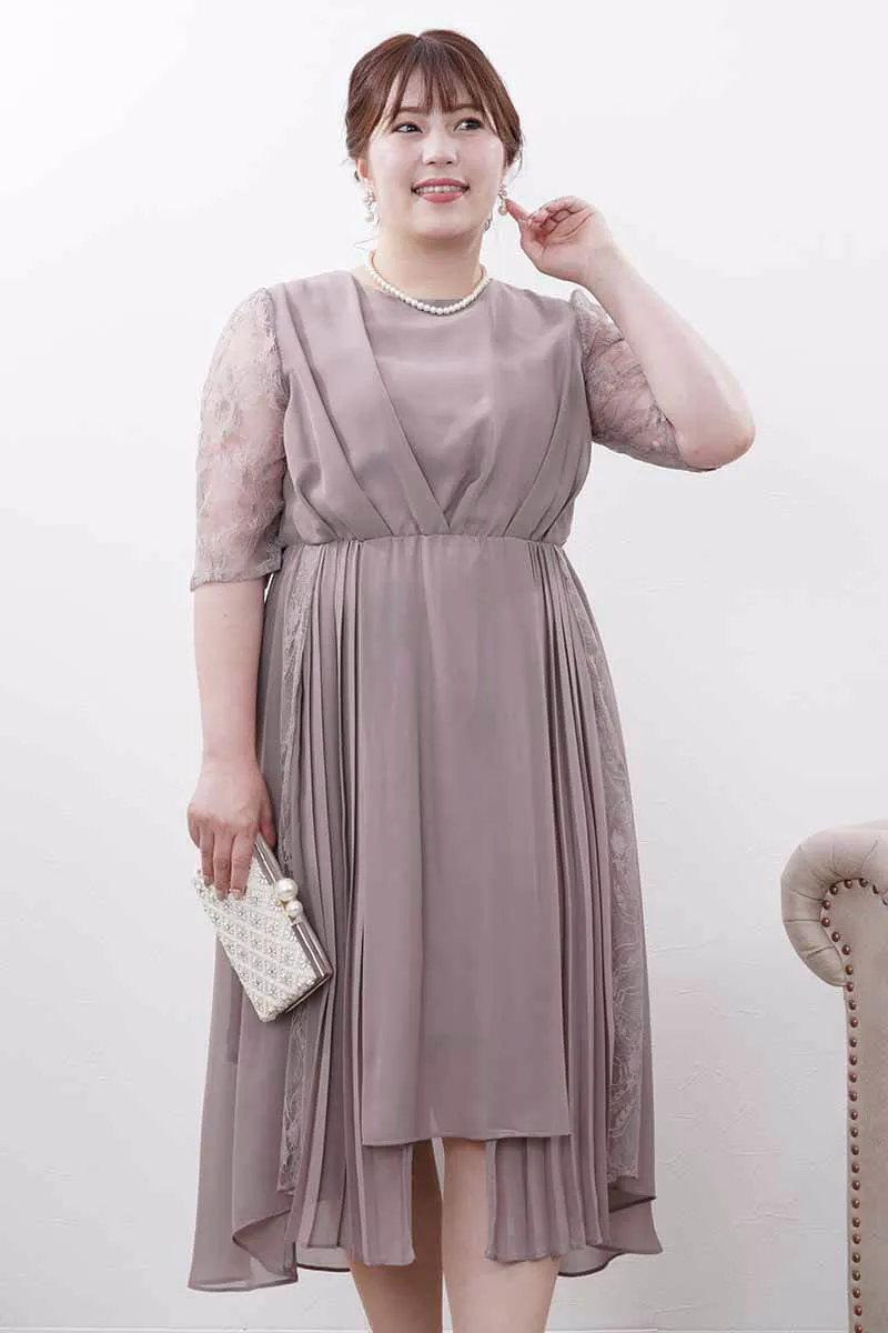 グレージュのフィッシュテールシフォンドレス