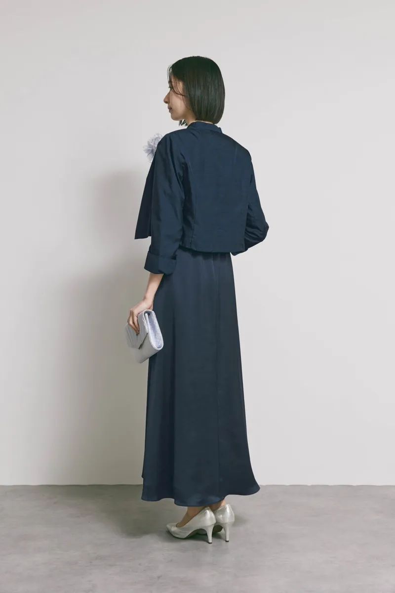 ネイビーのシャイニーレースレイヤードドレス [ 店頭販売価格 49,500円 ]