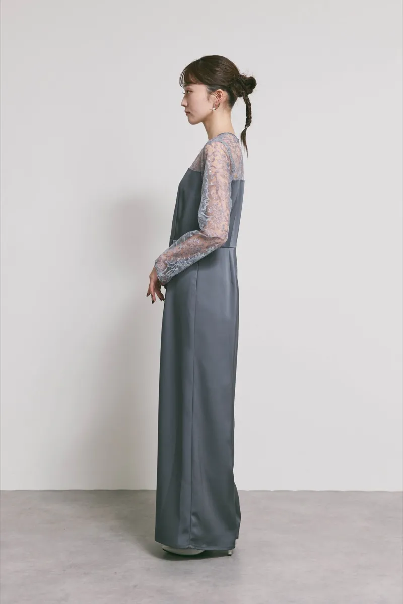 グレーのシークインエンブロイダリーパンツドレス