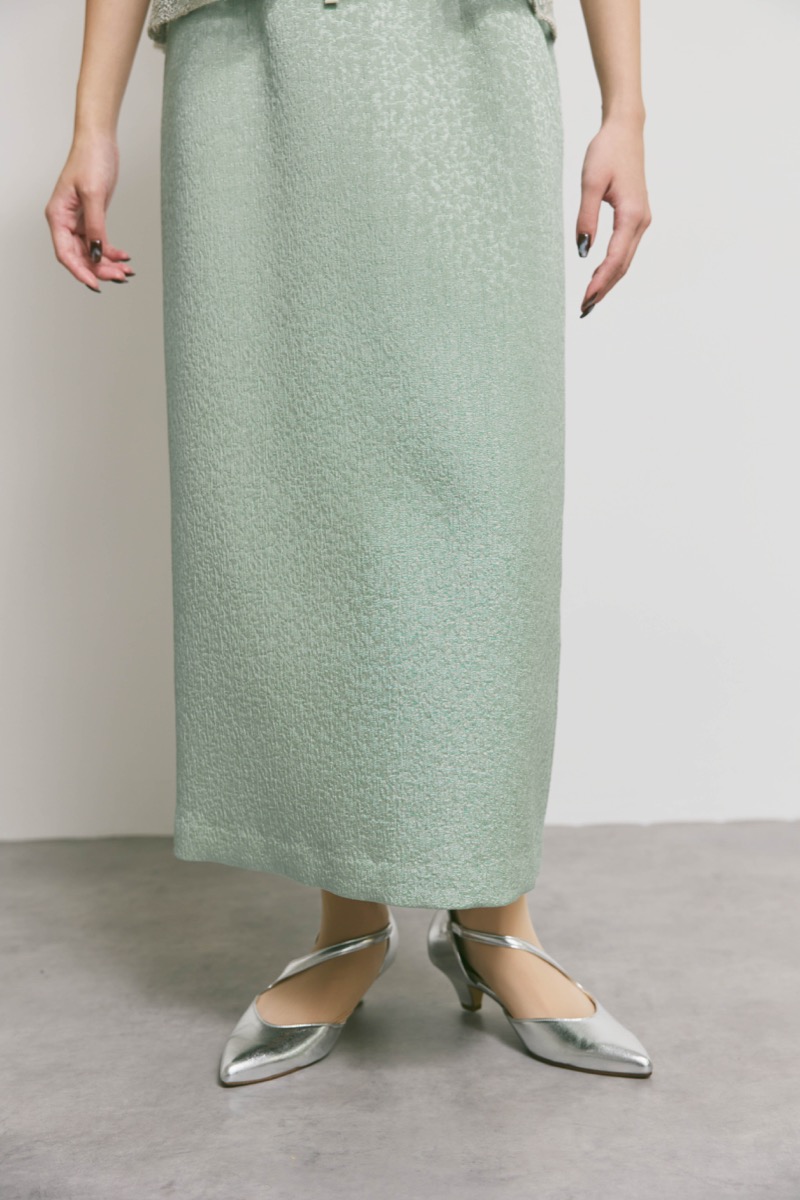 グリーンのスパンコールレースビスチェドレス