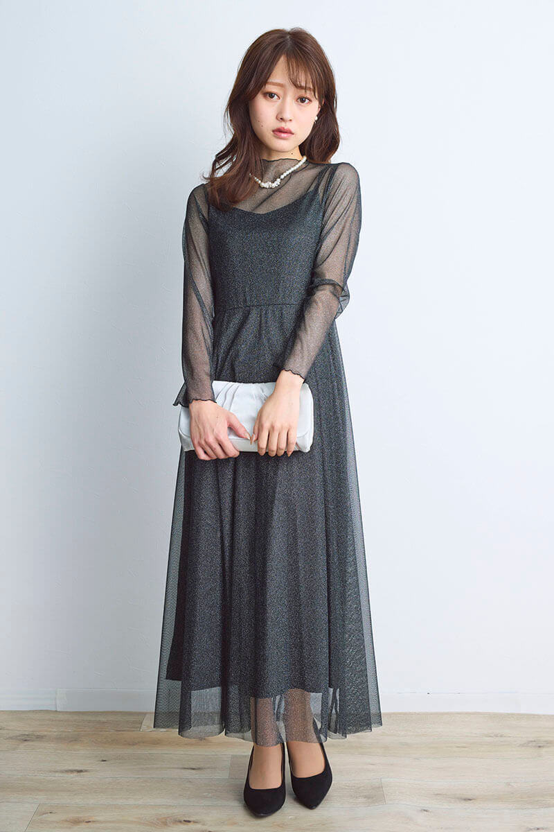ブラックのラメチュールメロウドレス[S〜M対応] kaeneのレンタル｜11