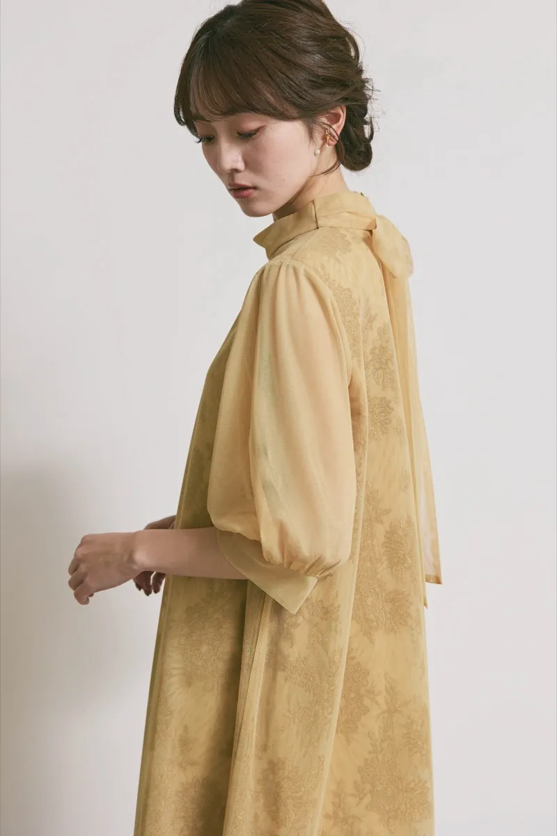 イエローのチュールレースAラインドレス