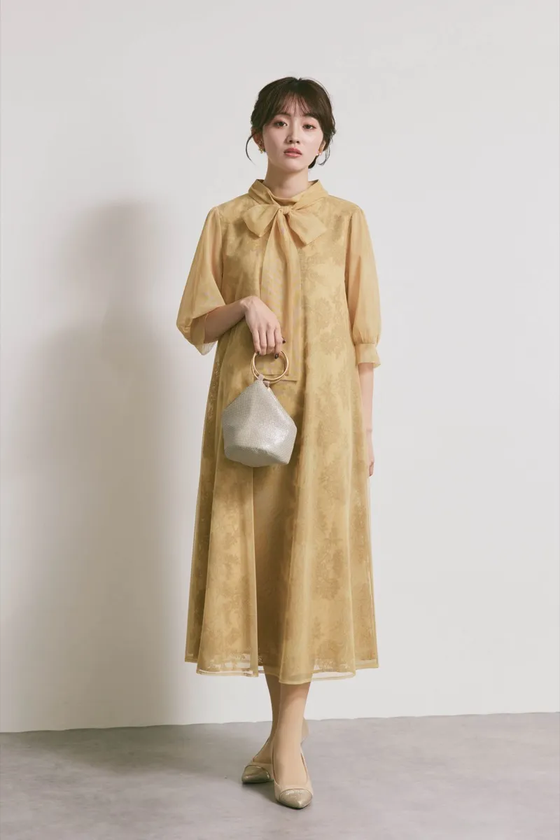 イエローのチュールレースAラインドレス