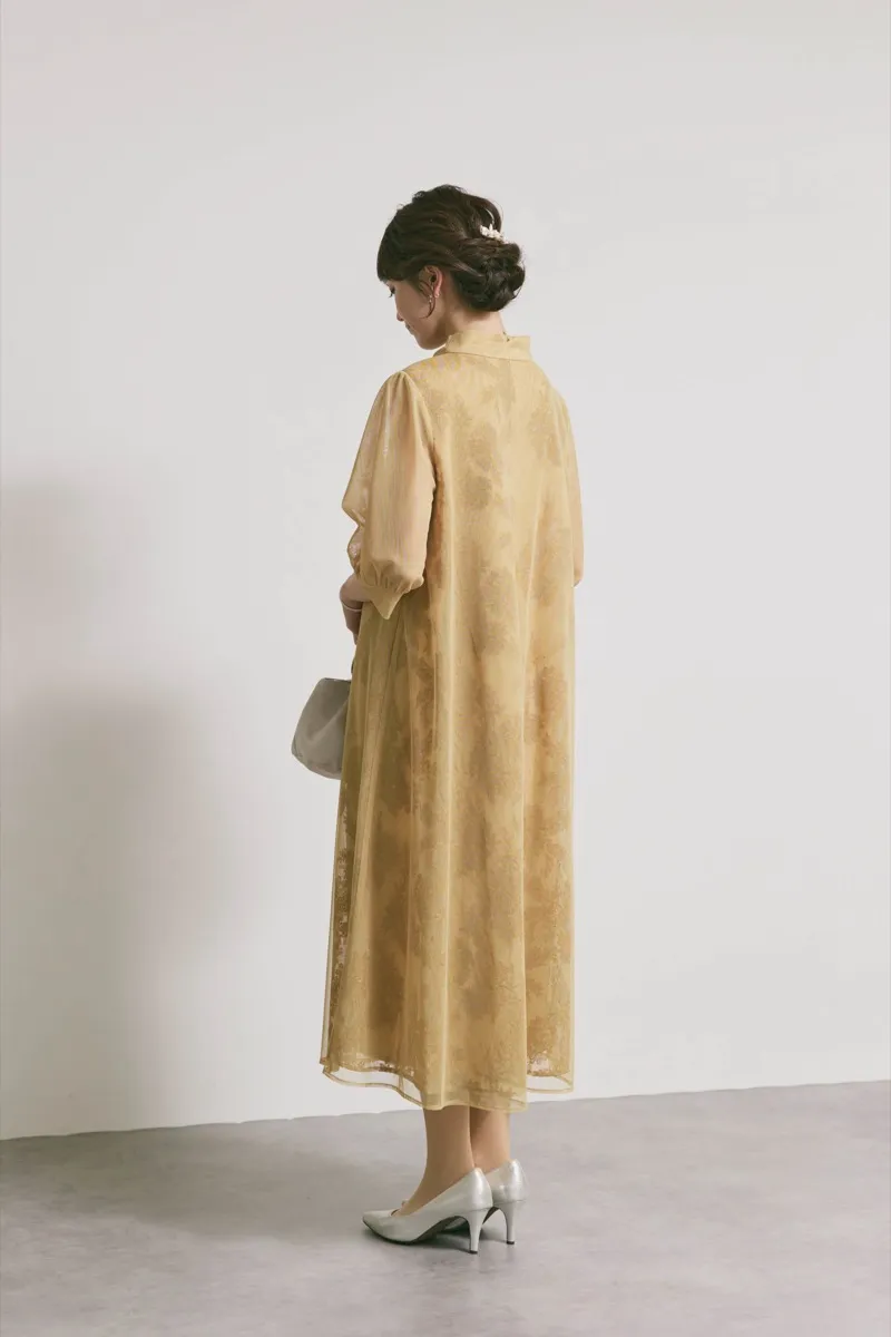 イエローのチュールレースAラインドレス