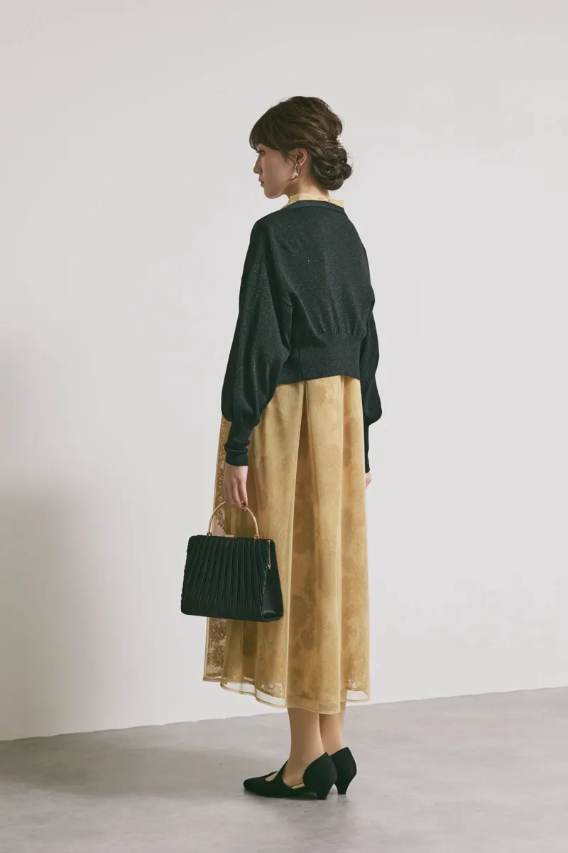 イエローのチュールレースAラインドレス