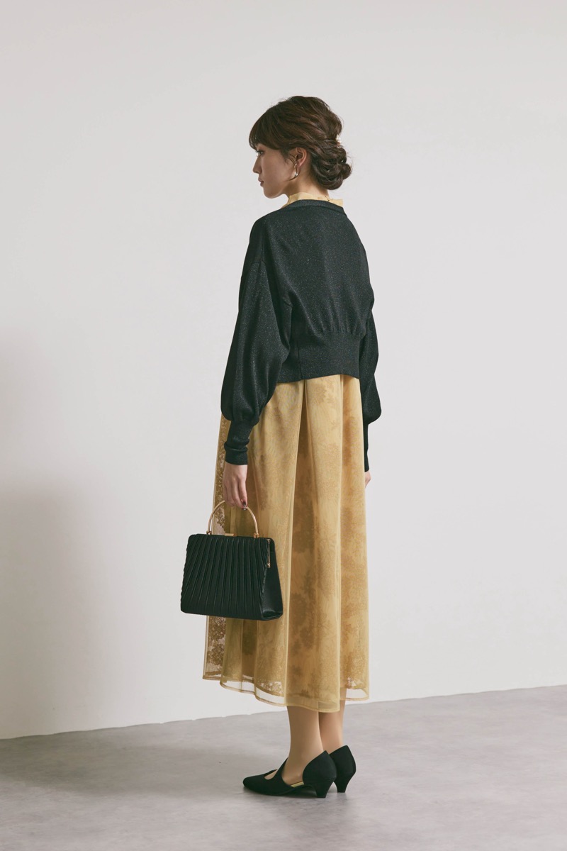 イエローのチュールレースAラインドレス