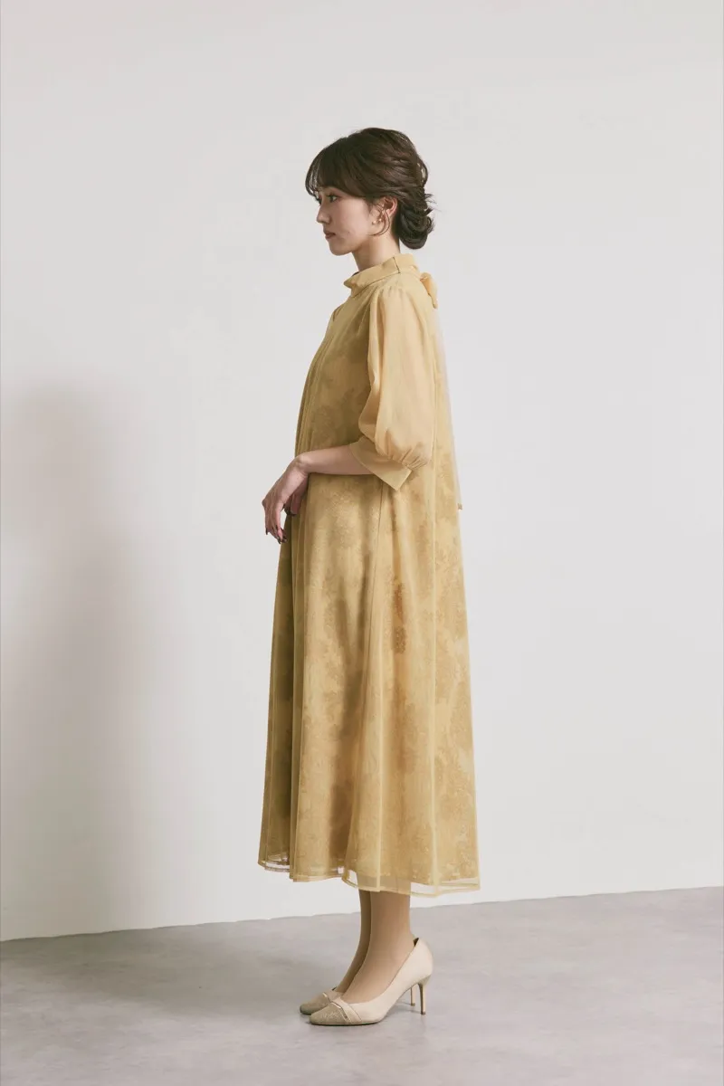 イエローのチュールレースAラインドレス