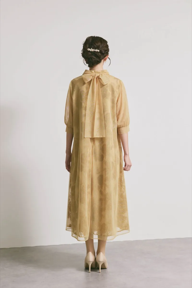 イエローのチュールレースAラインドレス