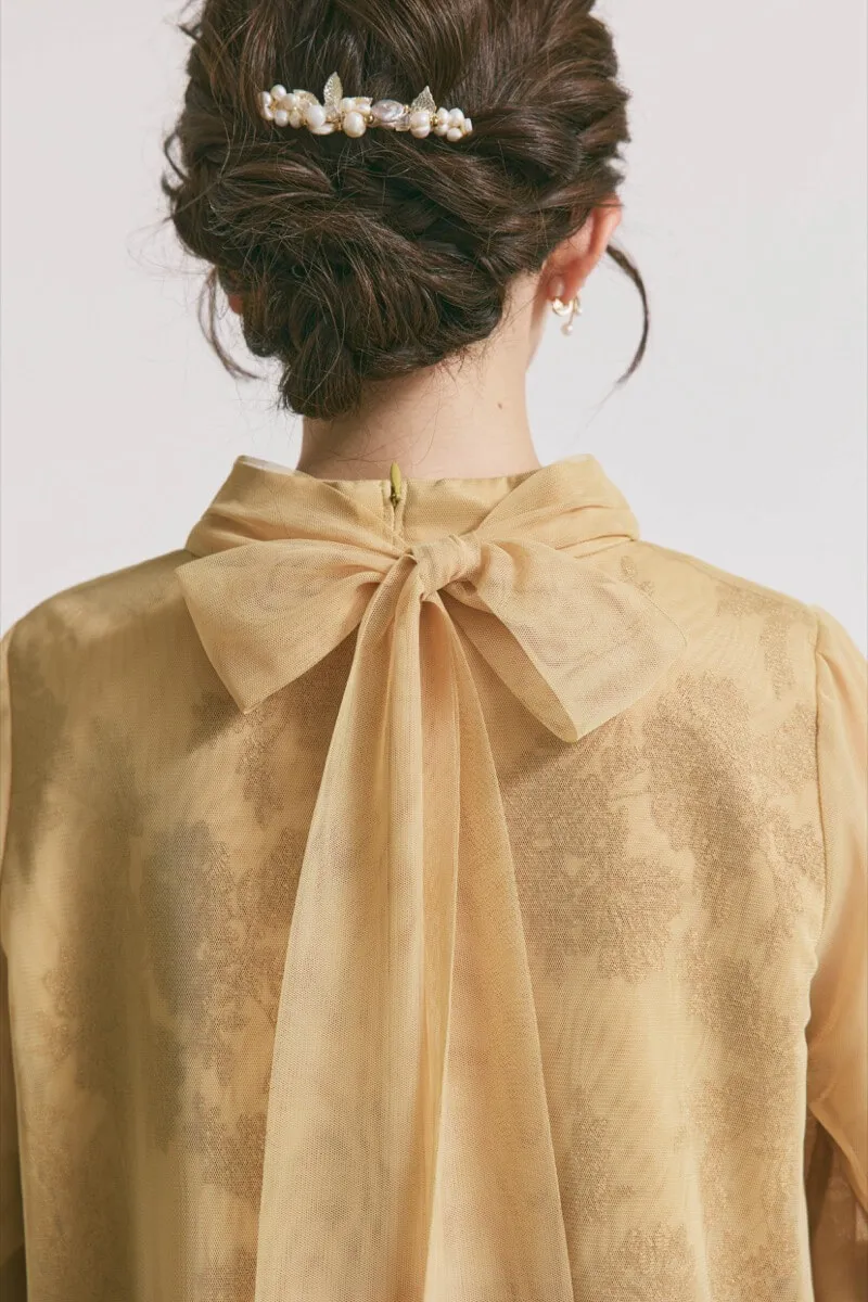 イエローのチュールレースAラインドレス