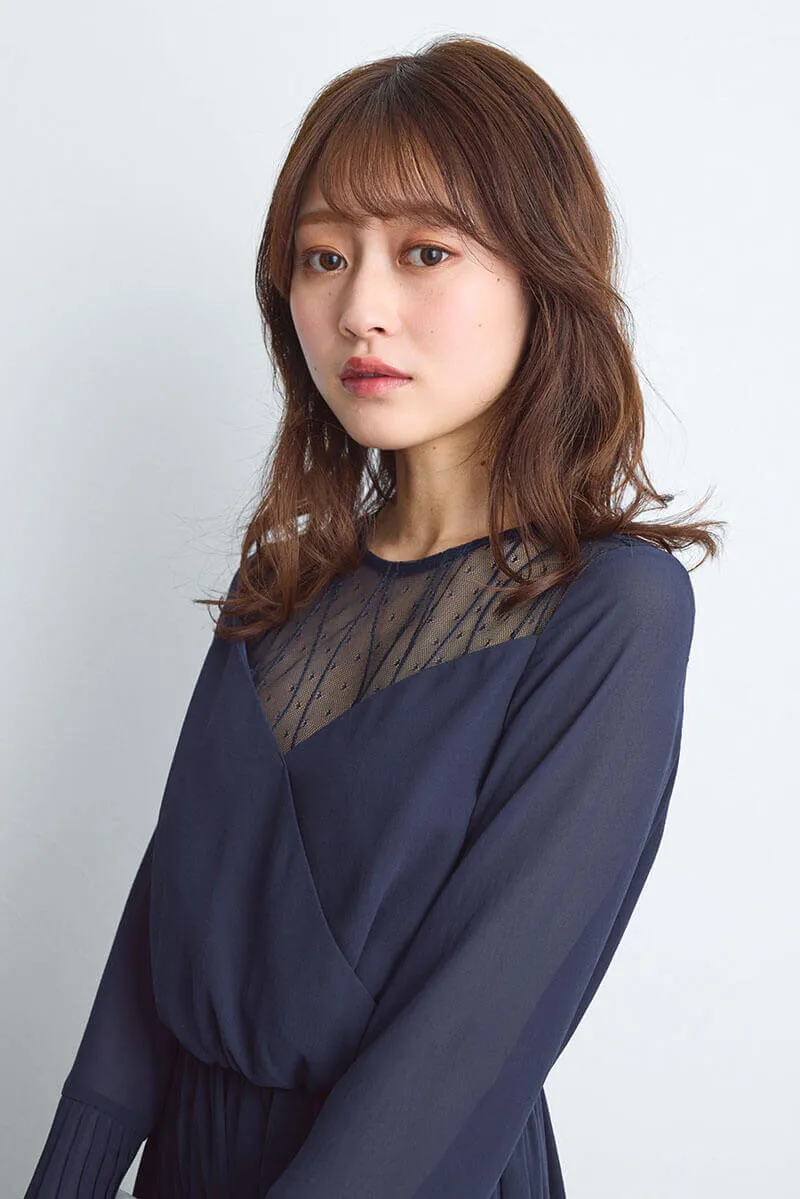 ネイビーのカシュクールシフォンドレス