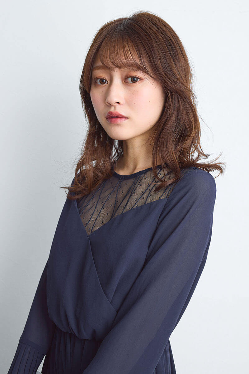 ネイビーのカシュクールシフォンドレス