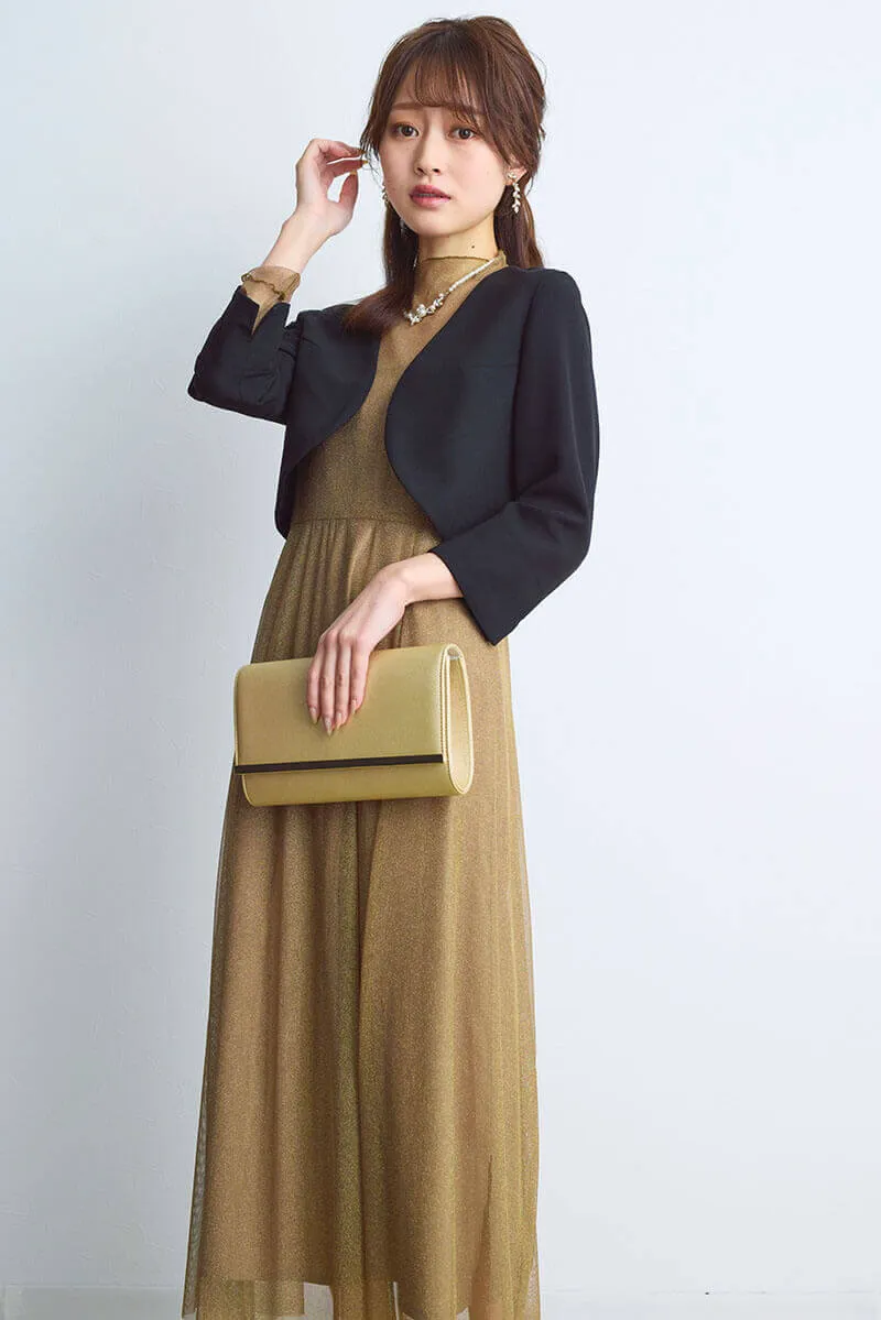 ゴールドのラメチュールメロウドレス