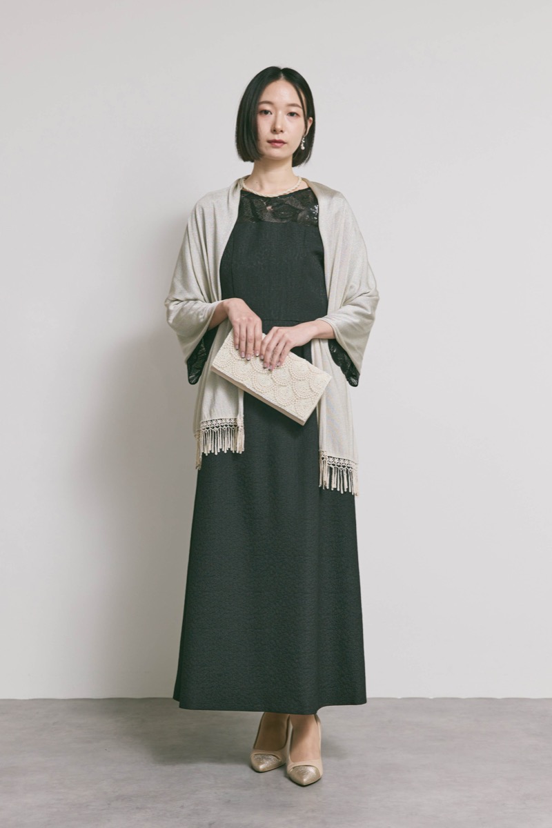 ブラックのブリエレースジャガードドレス [ 店頭販売価格 42,900円 ]