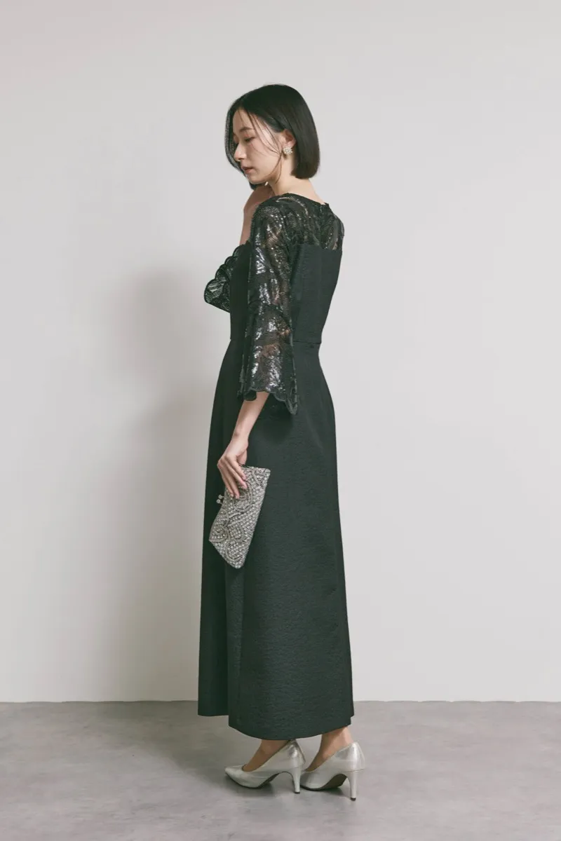 ブラックのブリエレースジャガードドレス [ 店頭販売価格 42,900円 ]