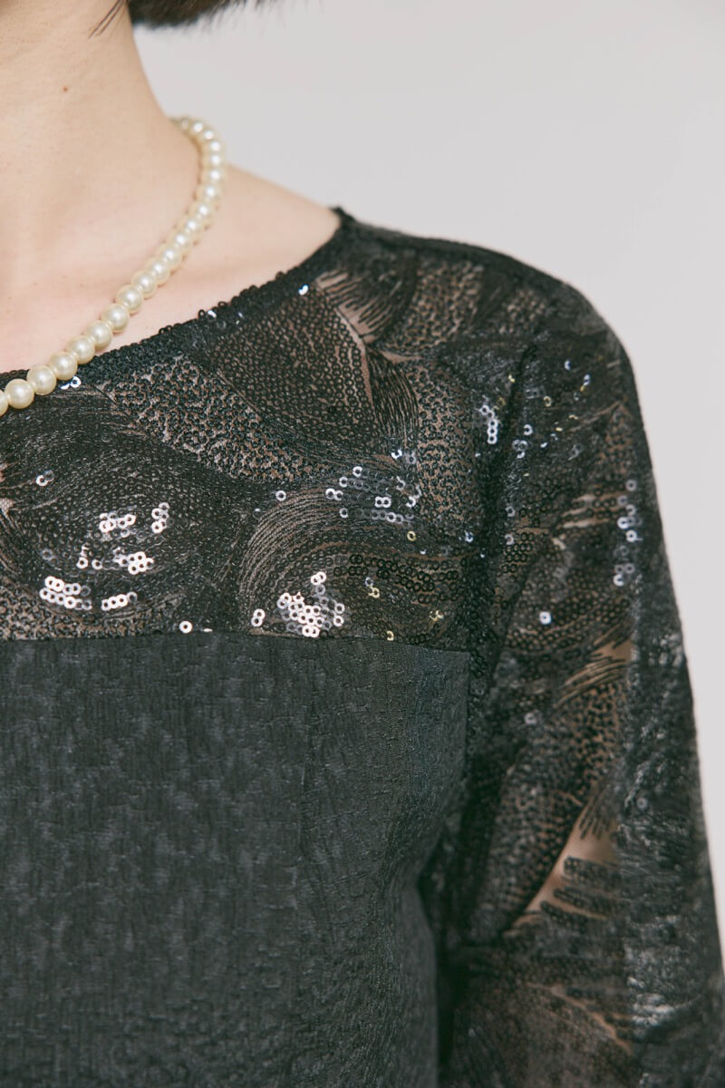 ブラックのブリエレースジャガードドレス [ 店頭販売価格 42,900円 ]