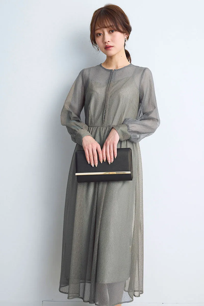 カーキの幾何学チュールドレス