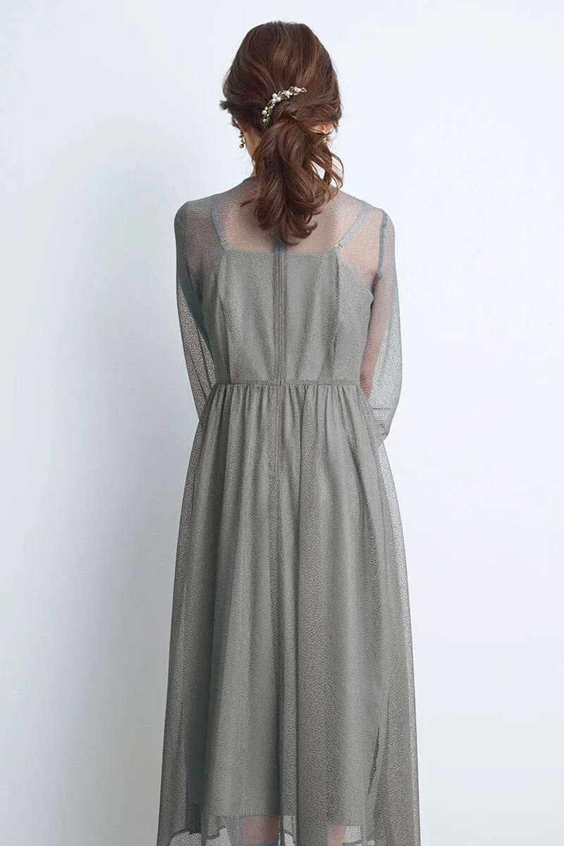 カーキの幾何学チュールドレス