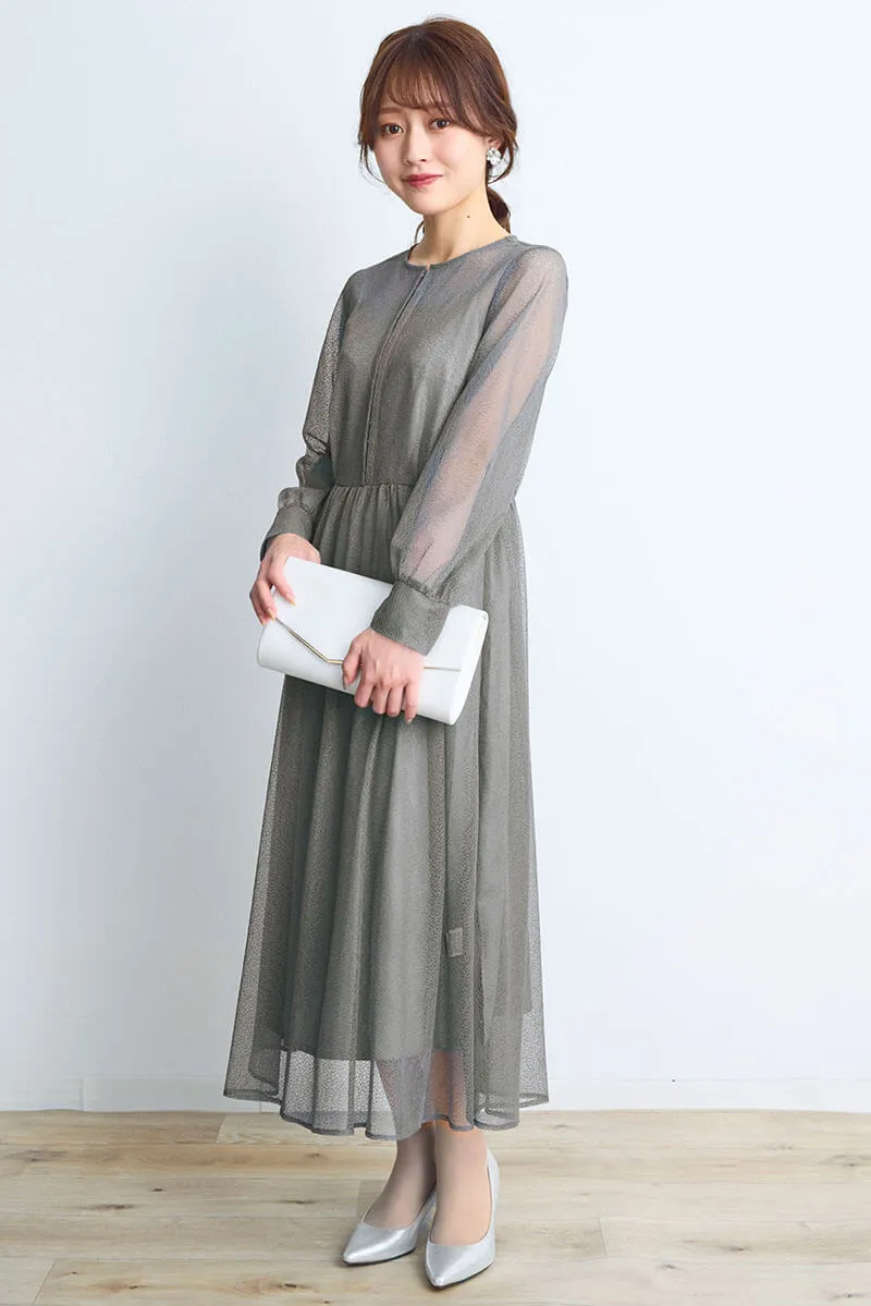 カーキの幾何学チュールドレス