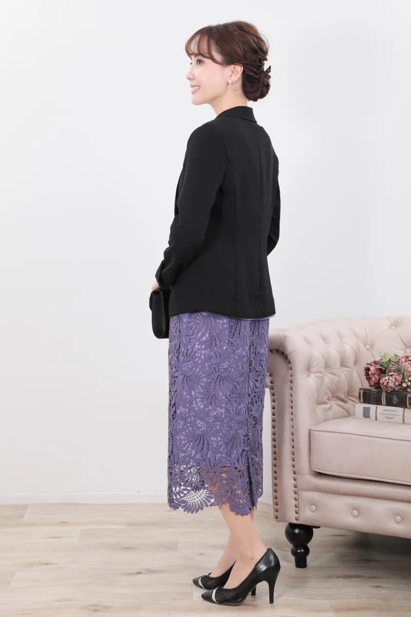 パープルのペブラムブラウスセットアップドレス