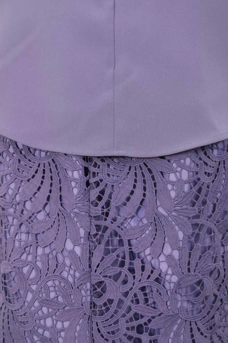 パープルのペブラムブラウスセットアップドレス