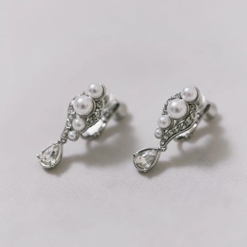 パール×ビジュードロップイヤリング