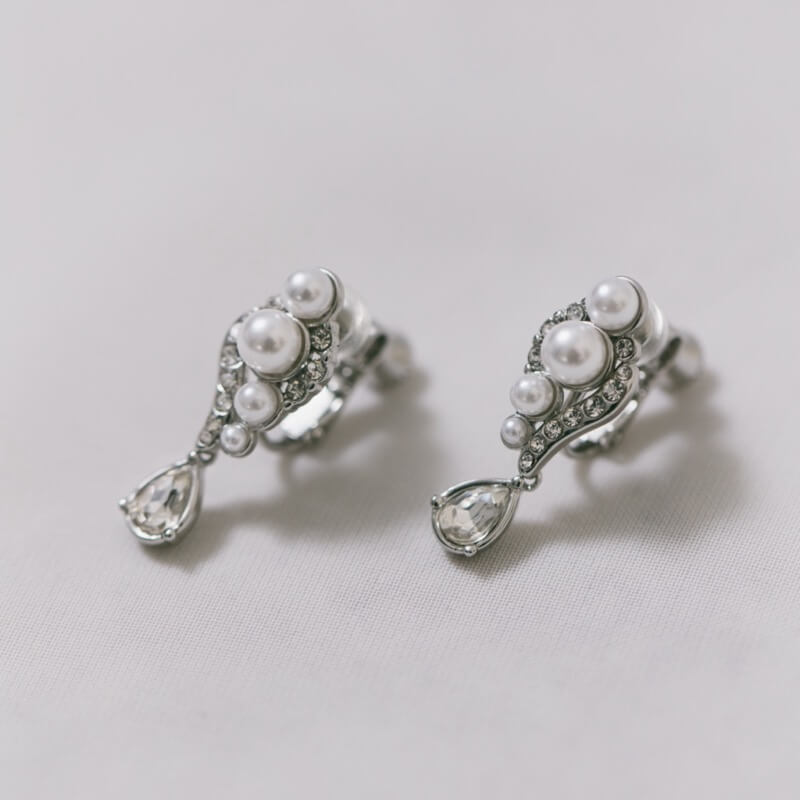パール×ビジュードロップイヤリング