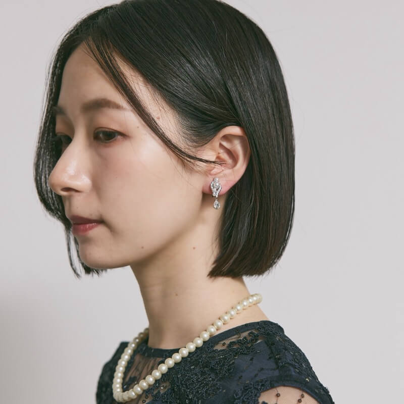 パール×ビジュードロップイヤリング