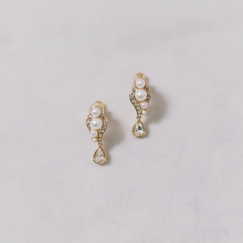 パール×ビジュードロップイヤリング