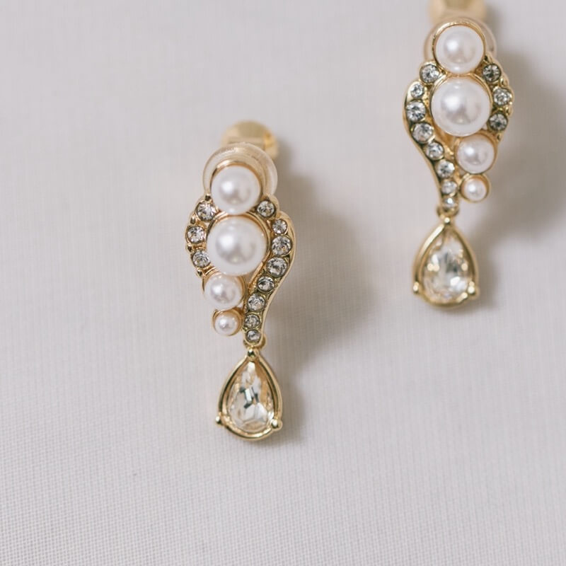 パール×ビジュードロップイヤリング