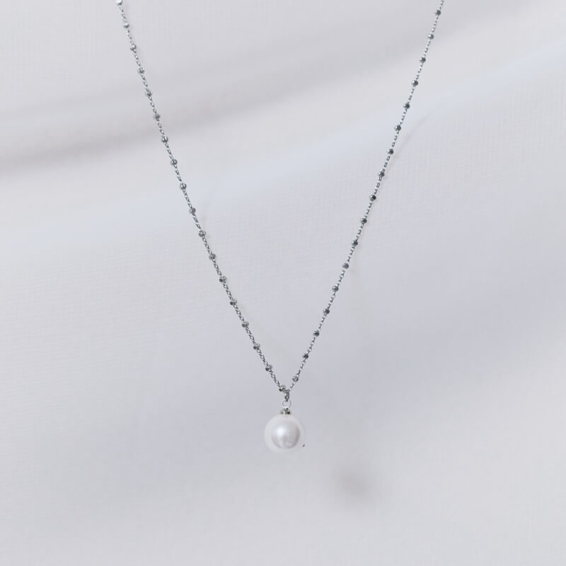 シルバーチェーンの1粒パールネックレス
