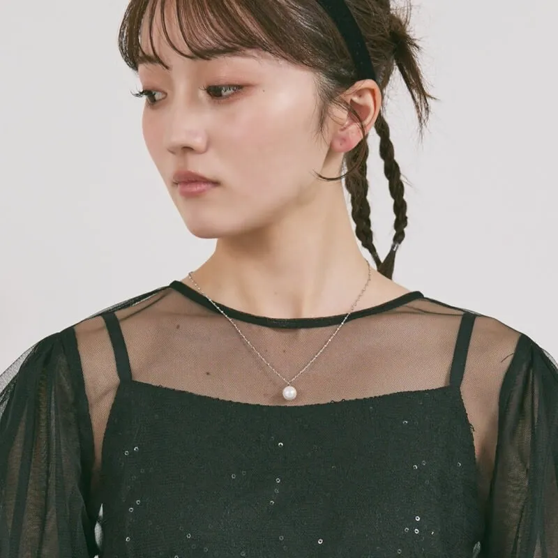 シルバーチェーンの1粒パールネックレス