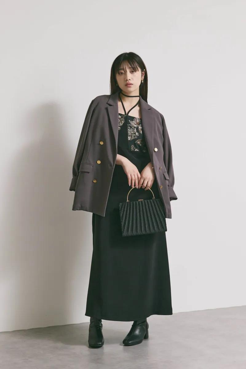 ブラックのオルガンプリーツパーティーバッグ