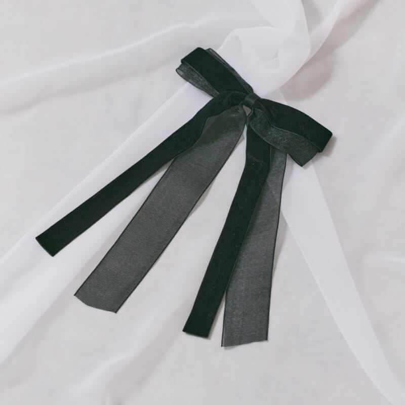 ベロアとオーガンジーのリボンバレッタ