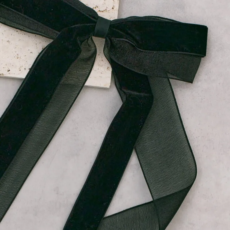 ベロアとオーガンジーのリボンバレッタ