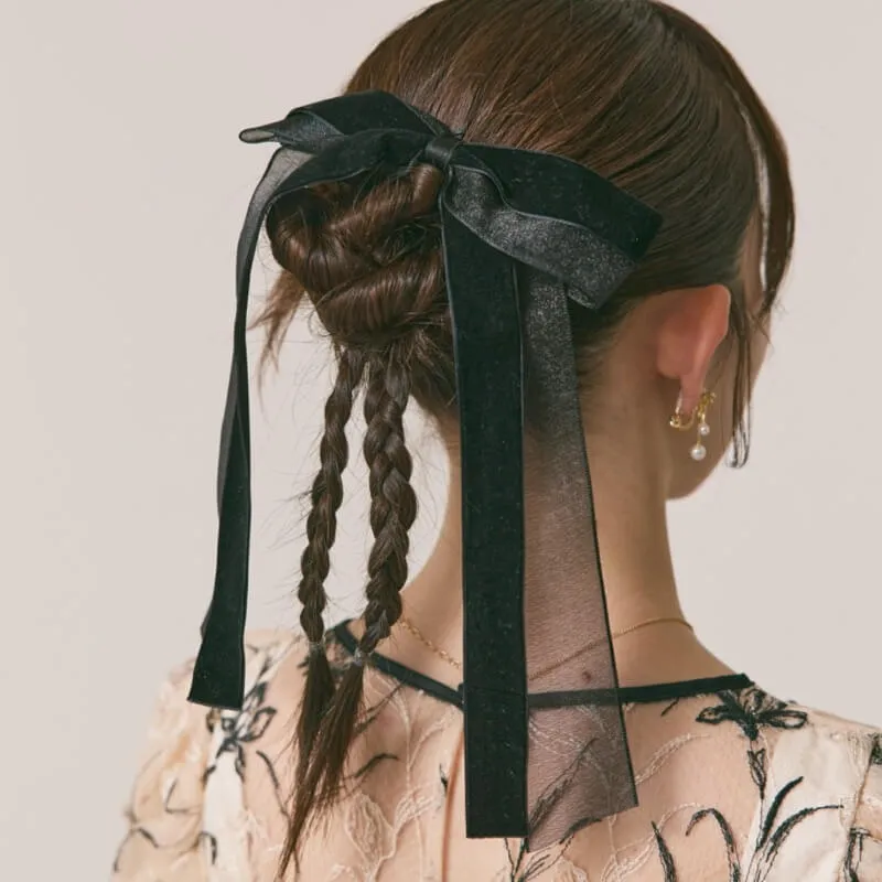 ベロアとオーガンジーのリボンバレッタ