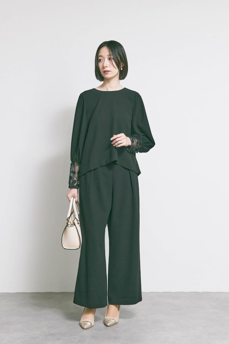 ブラックのエンブロイダリーフォーマルセットアップ