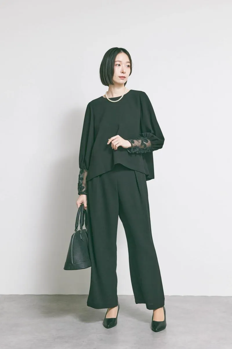 ブラックのエンブロイダリーフォーマルセットアップ