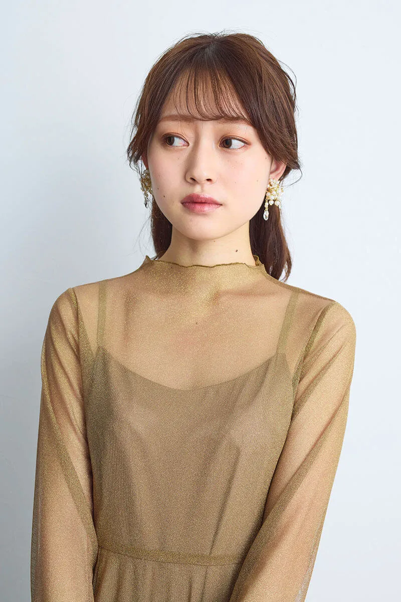 シャンデリアパールのボリュームイヤリング