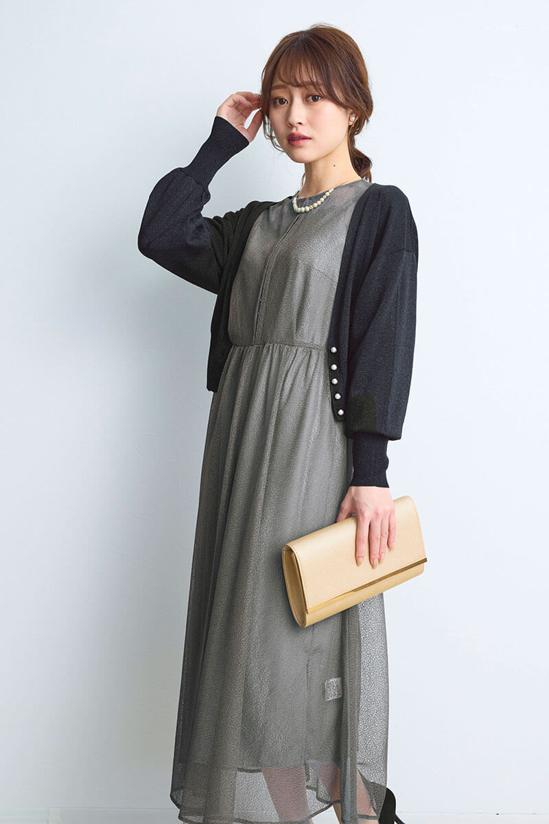 ゴールドチェーンのパール×ビジューボールネックレス