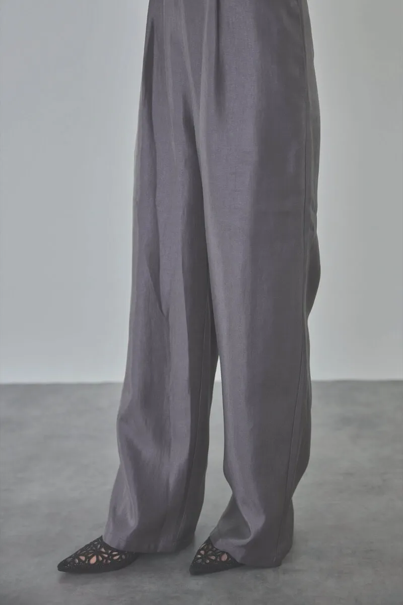 ブルーグレーのパフスリーブボレロオールインワンドレス